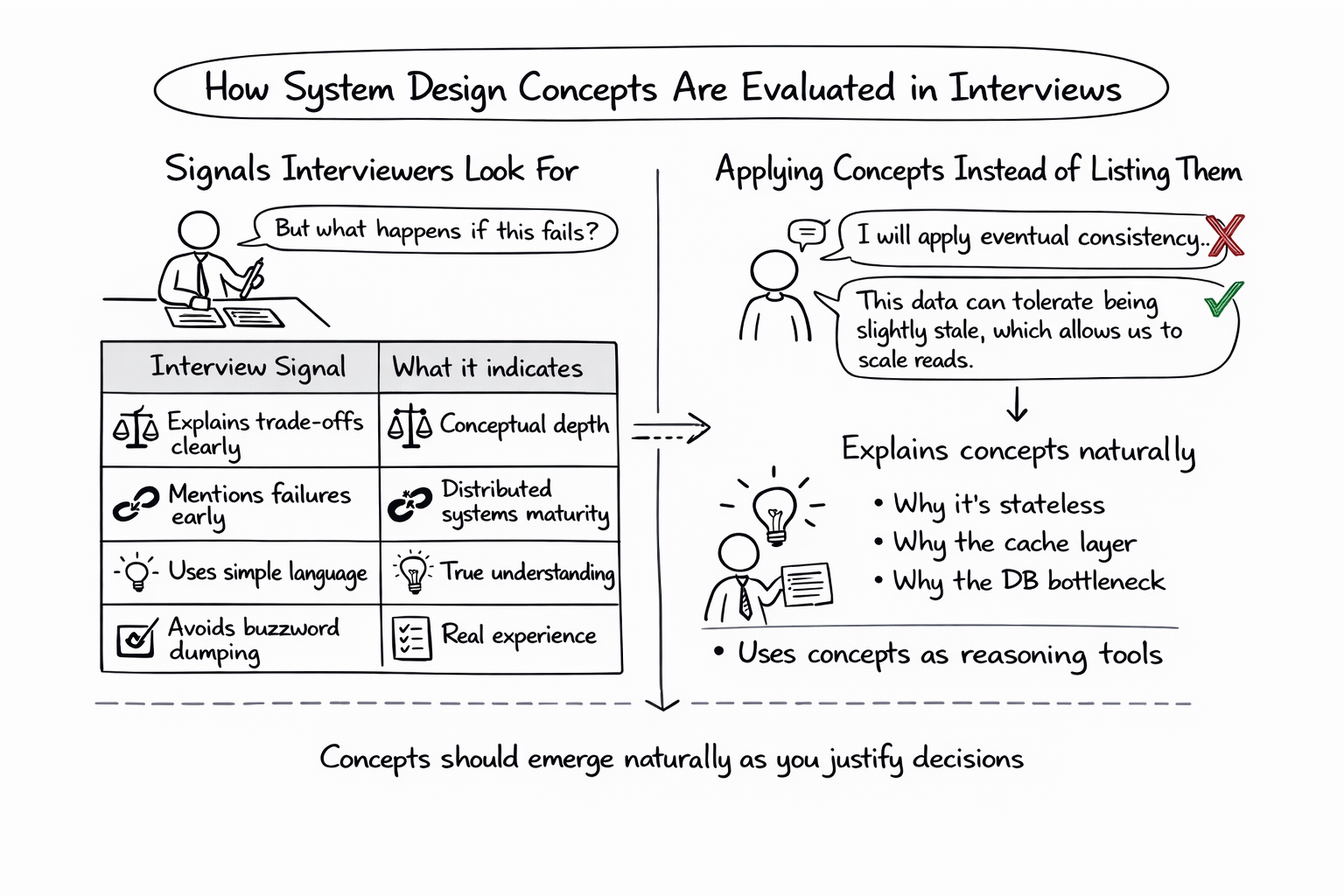 How System Design concepts are evaluated in interviews