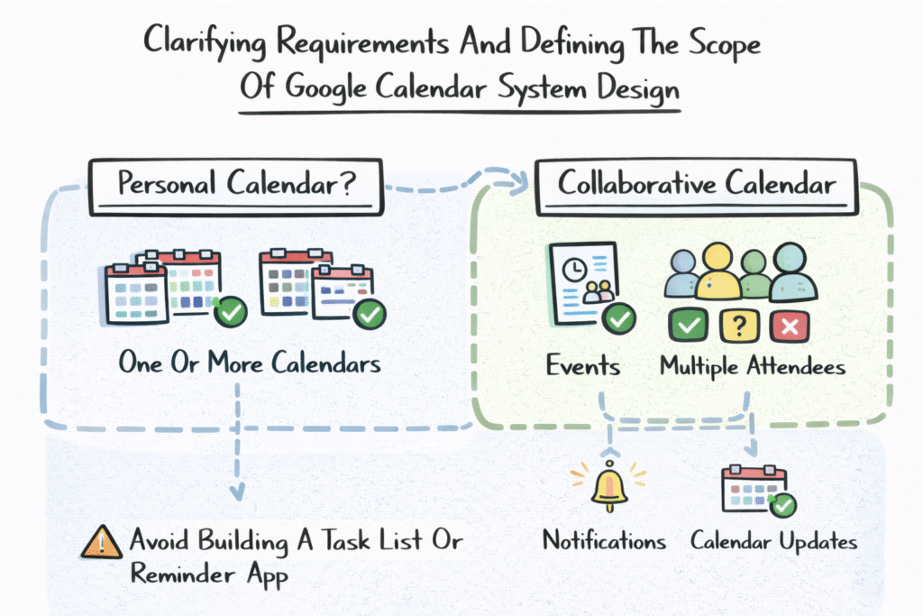 clarifying-requirements-and-defining-the-scope-of-google-calendar-system-design clarifying requirements and defining the scope of google calendar system design