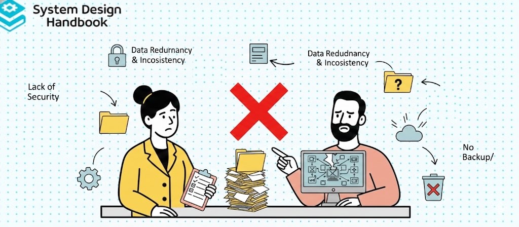 disadvantages of file system in dbms